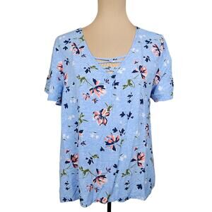 XL Blue Floral Blouse